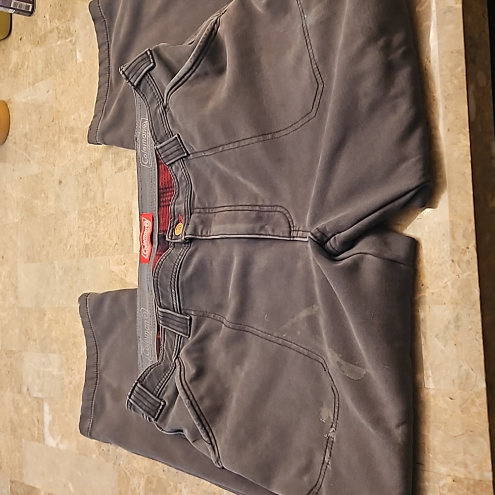 Lot of 2 pairs of Coleman double layered work pants black with plad lining